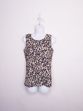 Halogen Leopard Print Tank Top Size Extra Small Tunic Style Brown Black NWT